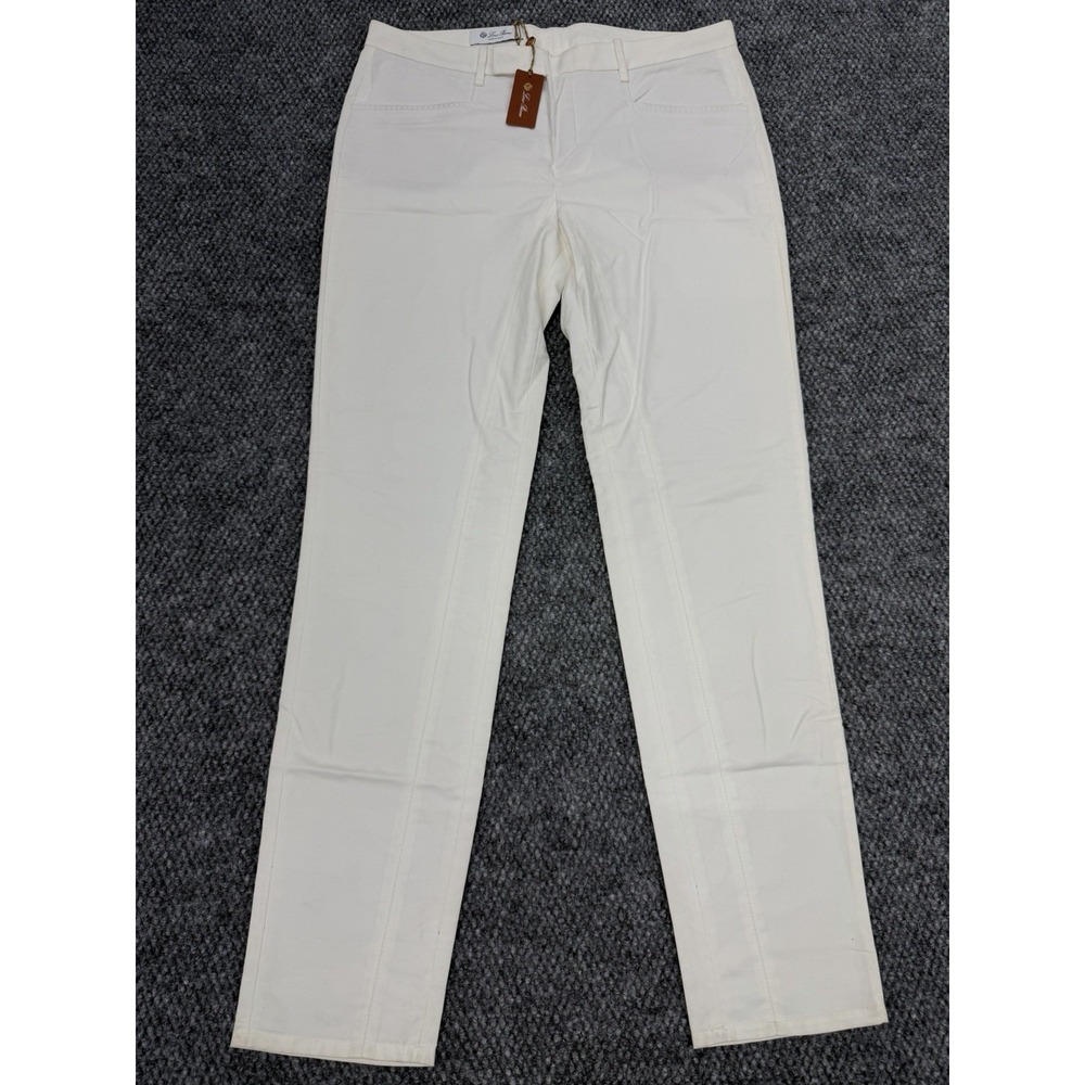 Loro Piana Women's 42 White Cotton Stretch Pants Trousers Chino Italy